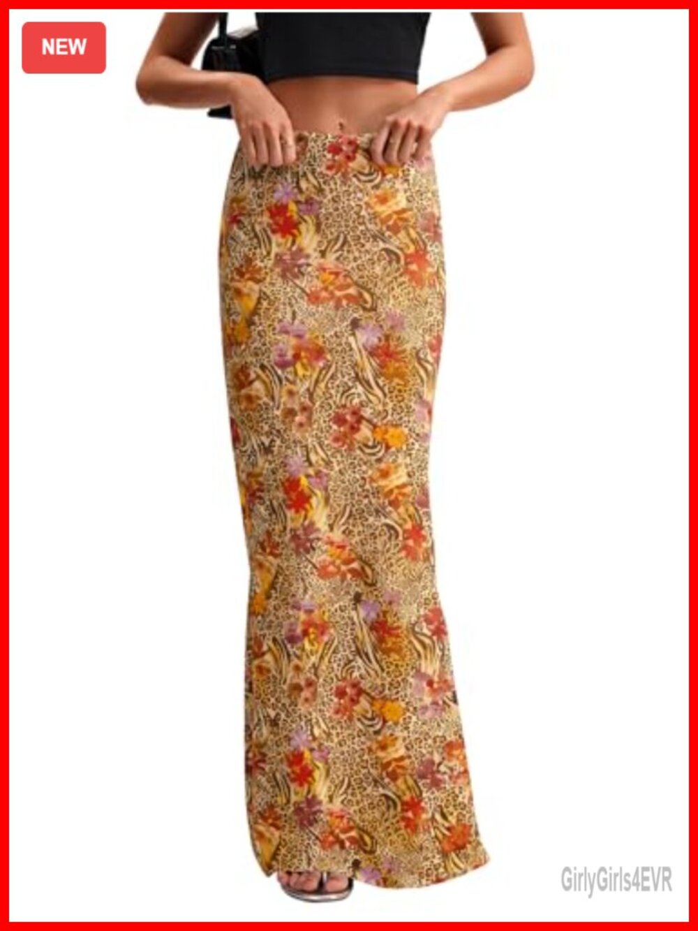 Women's High Waist Flare Bodycon Maxi Skirt Polyester Spandex Elastic Waist